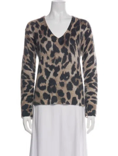 Pre-owned 360cashmere Cashmere Animal Print Sweater In Green
