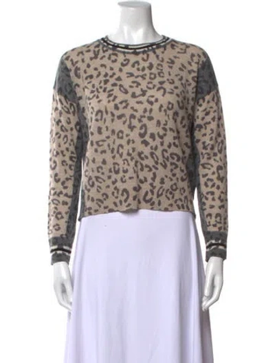 Pre-owned 360cashmere Cashmere Animal Print Sweater W/ Tags In Grey/neutrals