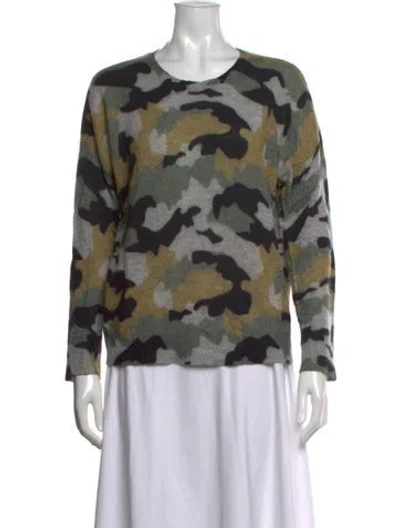 Pre-owned 360cashmere Cashmere Camouflage Print Sweater In Black/green