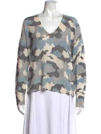 Pre-owned 360cashmere Cashmere Camouflage Print Sweater In Blue