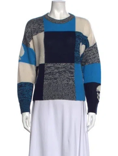 Pre-owned 360cashmere Cashmere Colorblock Pattern Sweater In Blue