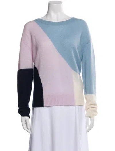 Pre-owned 360cashmere Cashmere Colorblock Pattern Sweater In White