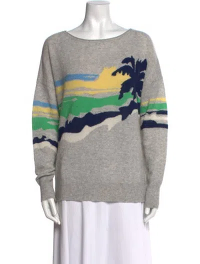Pre-owned 360cashmere Cashmere Graphic Print Sweater W/ Tags In Grey