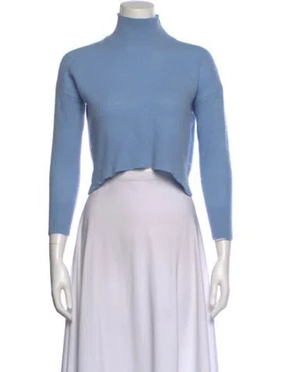 Pre-owned 360cashmere Cashmere Mock Neck Sweater In Blue