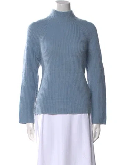 Pre-owned 360cashmere Cashmere Mock Neck Sweater In Blue