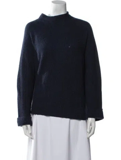 Pre-owned 360cashmere Cashmere Mock Neck Sweater In Blue