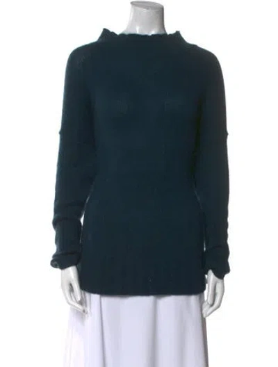 Pre-owned 360cashmere Cashmere Mock Neck Sweater In Blue