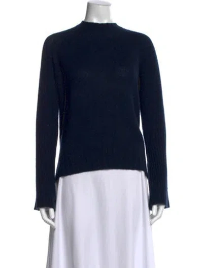 Pre-owned 360cashmere Cashmere Mock Neck Sweater In Blue