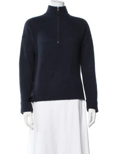 Pre-owned 360cashmere Cashmere Mock Neck Sweater In Blue
