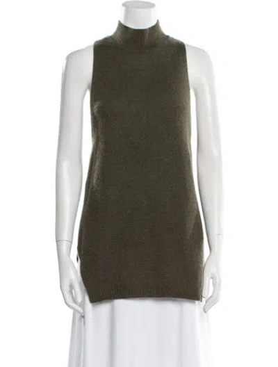 Pre-owned 360cashmere Cashmere Mock Neck Sweater In Green
