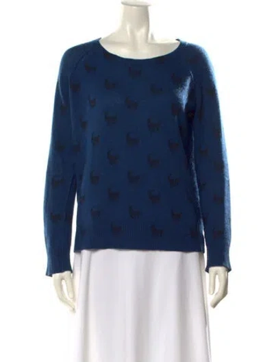 Pre-owned 360cashmere Cashmere Printed Sweater In Blue