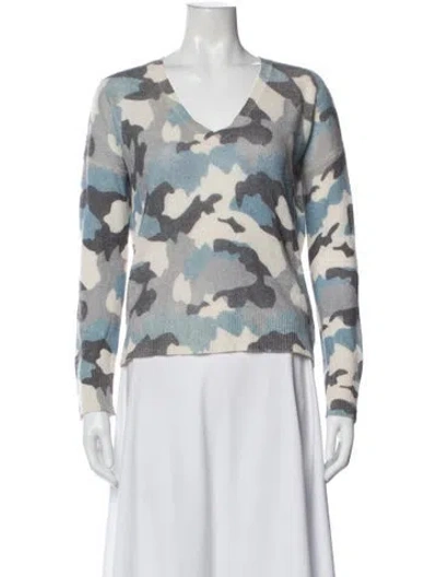 Pre-owned 360cashmere Cashmere Printed Sweater In Blue