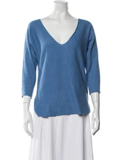 Pre-owned 360cashmere Cashmere V-neck Sweater In Blue