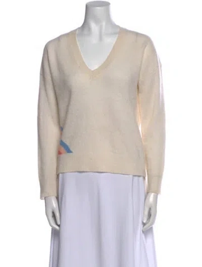 Pre-owned 360cashmere Cashmere V-neck Sweater In Neutral