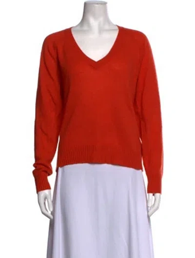 Pre-owned 360cashmere Cashmere V-neck Sweater In Orange