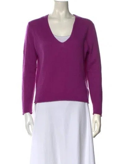 Pre-owned 360cashmere Cashmere V-neck Sweater In Purple