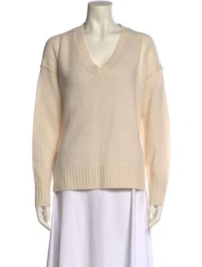 Pre-owned 360cashmere Cashmere V-neck Sweater W/ Tags In Neutral