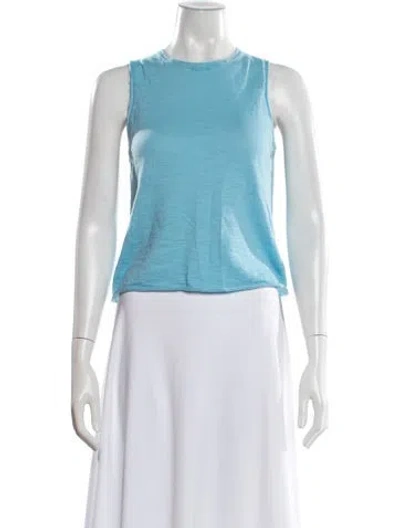 Pre-owned 360cashmere Crew Neck Sleeveless Top In Blue