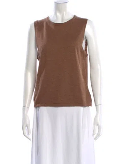 Pre-owned 360cashmere Crew Neck Sleeveless Top In Brown