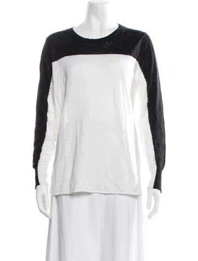 Pre-owned 360cashmere Linen Colorblock Pattern Sweater In White
