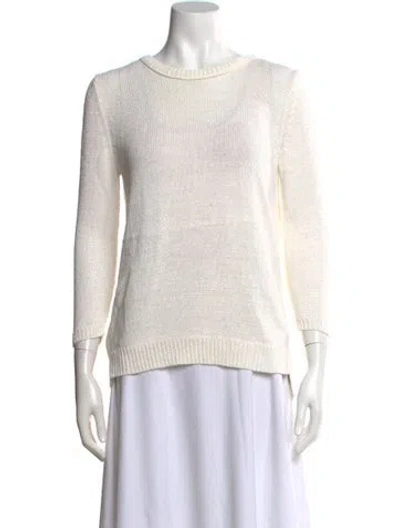 Pre-owned 360cashmere Linen Crew Neck Sweater In White