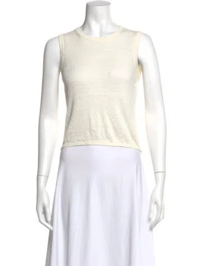 Pre-owned 360cashmere Linen Crew Neck Top In White