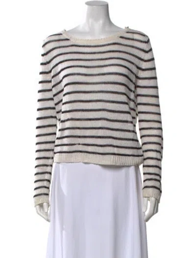 Pre-owned 360cashmere Linen Striped Sweater In White