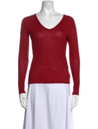 Pre-owned 360cashmere Linen V-neck Top In Red