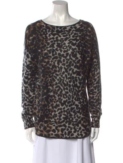 Pre-owned 360cashmere Merino Wool Animal Print Sweater In Gray