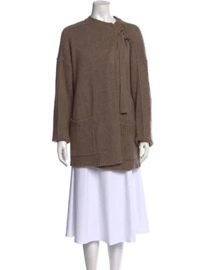 Pre-owned 360cashmere Merino Wool Mock Neck Sweater In Brown