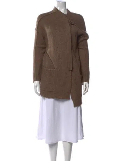 Pre-owned 360cashmere Merino Wool Open Front Sweater In Brown