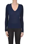 360cashmere V-neck Rib Knit Sweater In Navy Blue