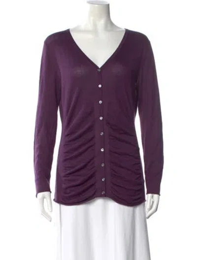 Pre-owned 360cashmere Silk V-neck Sweater In Purple