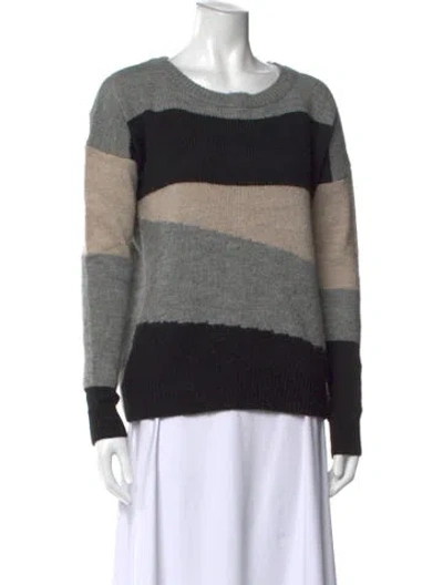 Pre-owned 360cashmere Striped Crew Neck Sweater In Black