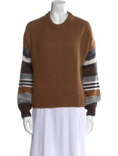 Pre-owned 360cashmere Striped Crew Neck Sweater In Brown