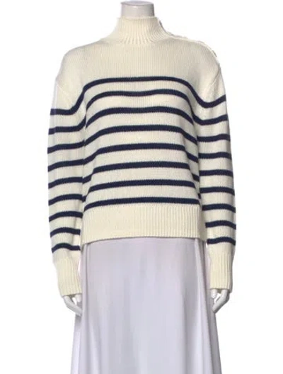 Pre-owned 360cashmere Striped Turtleneck Sweater In Blue/white