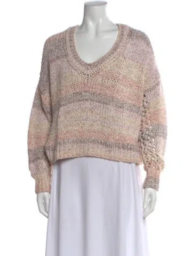 Pre-owned 360cashmere Striped V-neck Sweater In Neutral