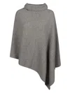 360cashmere Turtleneck Poncho In Grigio