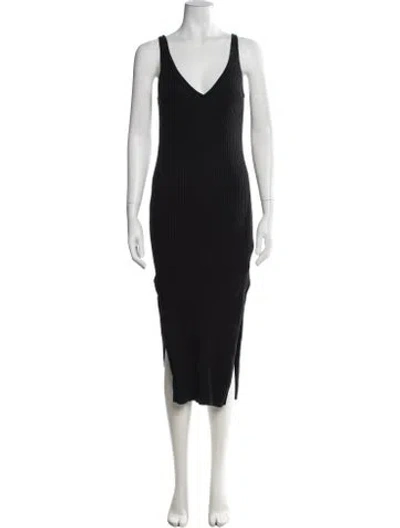 Pre-owned 360cashmere V-neck Midi Length Dress In Black
