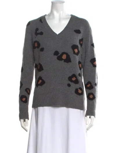Pre-owned 360cashmere Wool Animal Print Sweater In Gray