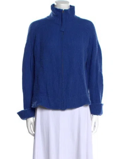 Pre-owned 360cashmere Wool Mock Neck Sweater In Blue