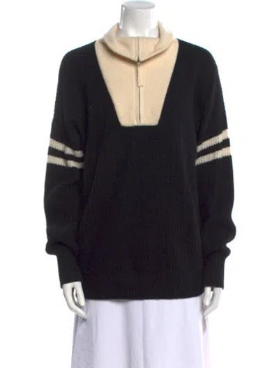 Pre-owned 360cashmere Wool Striped Sweater In Black