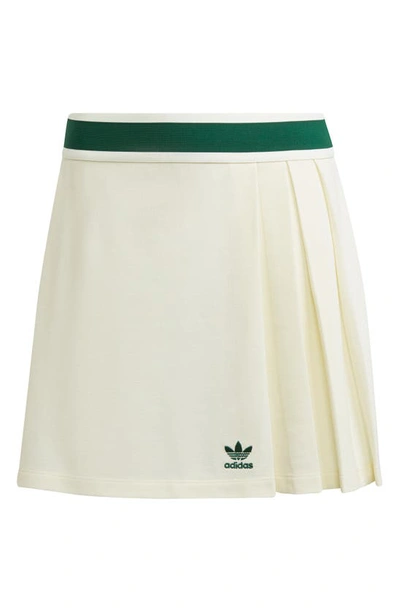 Adidas Originals Striped Pleated Recycled Piqué Mini Skirt In Off-white