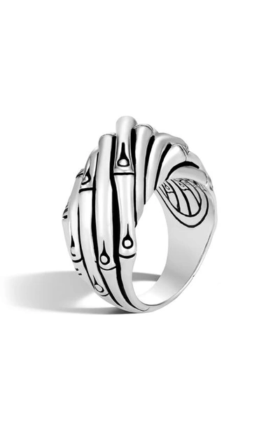 John Hardy Silver Bamboo Crossover Ring In Multicolor