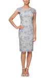ALEX EVENINGS FLORAL EMBROIDERED COCKTAIL SHEATH DRESS,81171141