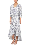 ALEX EVENINGS FLORAL PRINT CHIFFON GOWN WITH JACKET,8175874