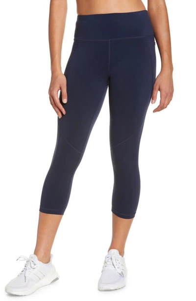 Sweaty Betty Power Workout Crop Pocket Leggings In Navy Blue