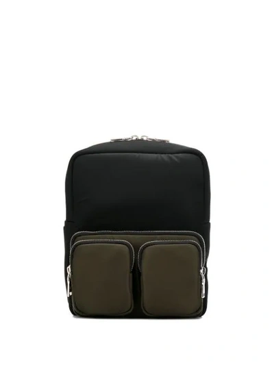 Prada Multi-pocket Colour Block Backpack In Black