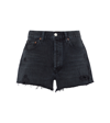 Agolde Parker Distressed High Waist Cutoff Denim Shorts In Black