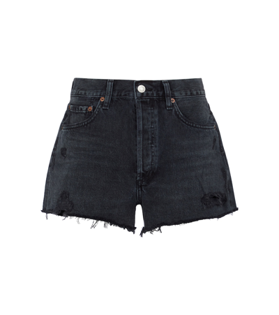 Agolde Parker Distressed High Waist Cutoff Denim Shorts In Vortex